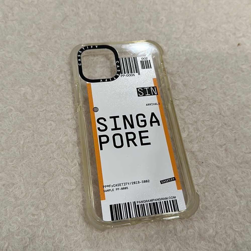 Casetify iPhone 11 Pro phone case with Singapore luggage tag design